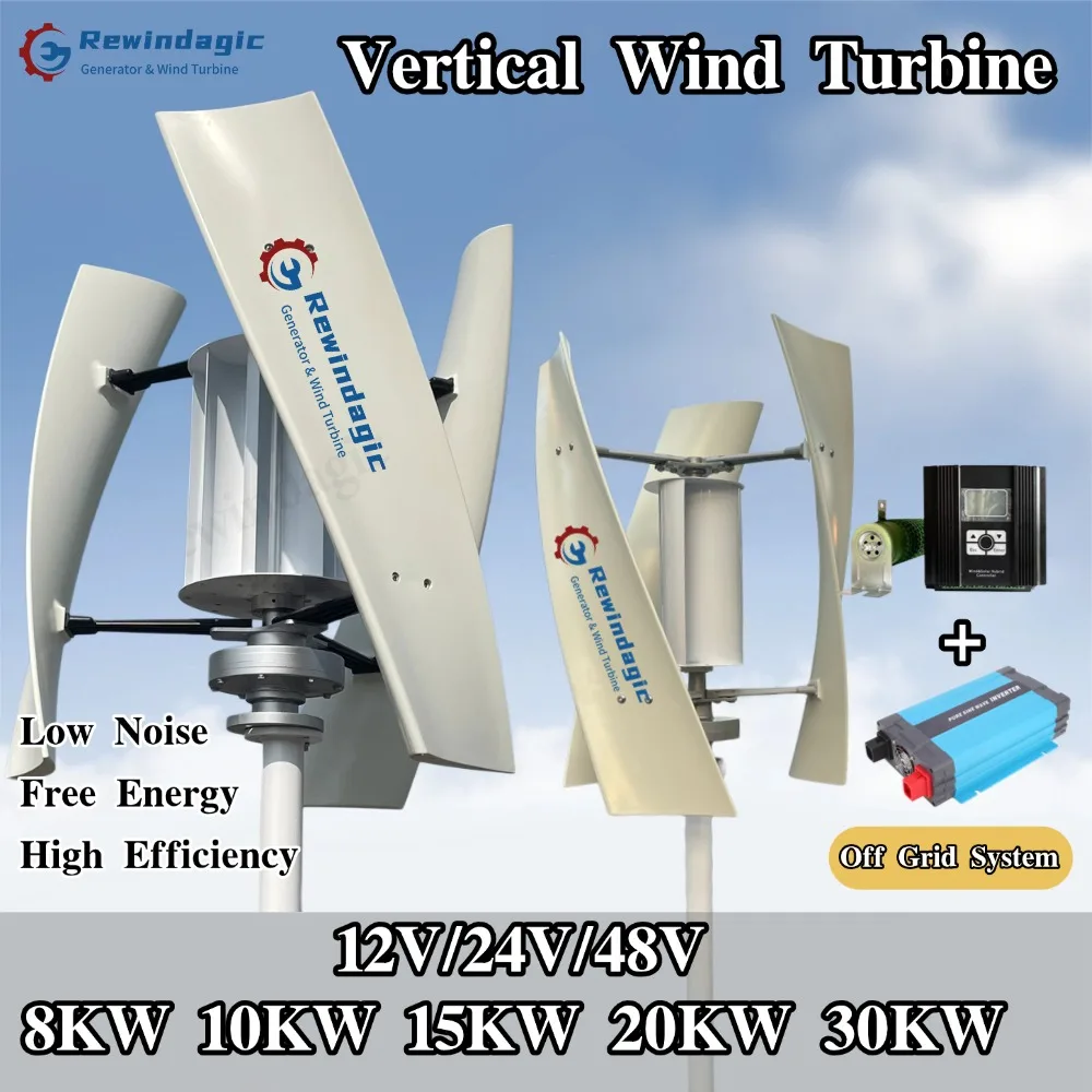Freie Energie 20KW 10KW 8KW 24V 48V Vertikale Windturbine 3-Phasen-Wechselstrom Permanentmagnet-Generator Dynamo Windmühle Off-Grid-System