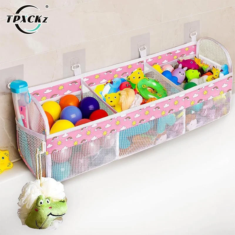 SL Bathroom Toy Storage Hanging Bag Quick Dry Mesh Bag Multiple Compartments Large Capacity Bathroom Supplies Organizer