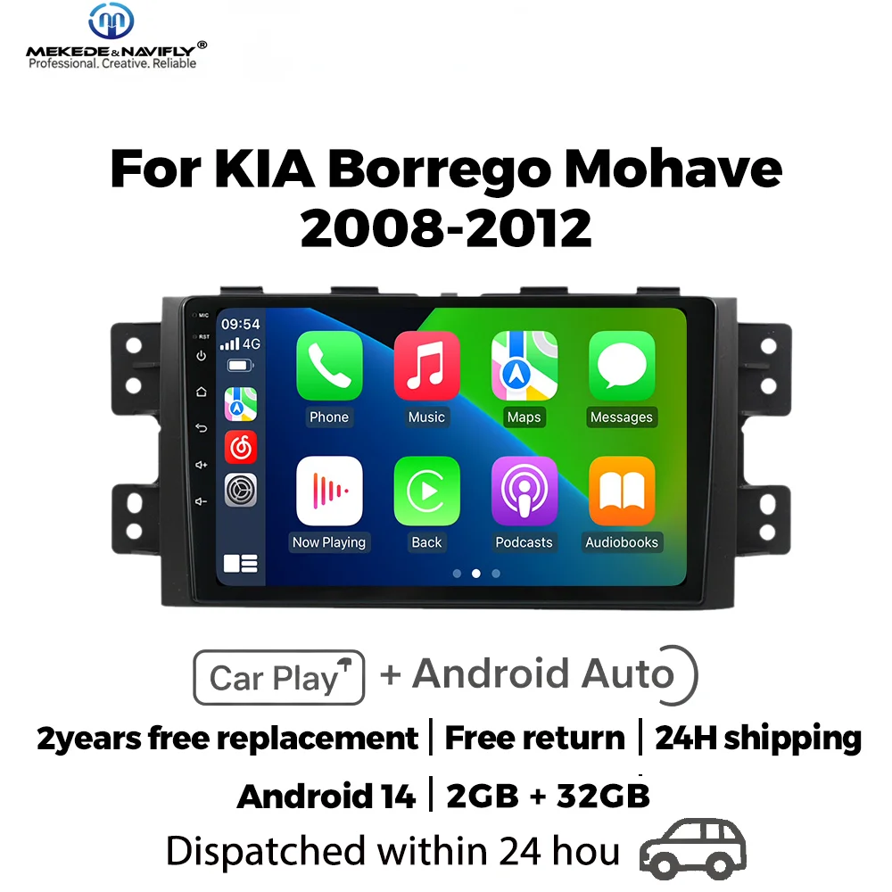 IPS-Touchscreen 9-Zoll-Autoradio für Kia Borrego Mohave 2008-2012, kabelloses Carplay, Multimedia-Player, GPS-Navigation, Autoradio, BT
