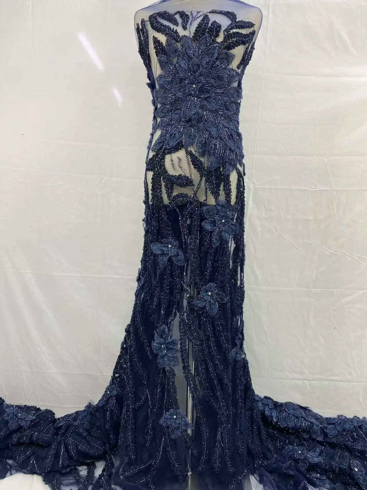 قماش دانتيل ثلاثي الأبعاد مطرز أفريقي 5 ياردات 2025 جودة عالية فرنسي نيجيري شبكي ترتر دانتيل لخياطة فستان حفلات الزفاف