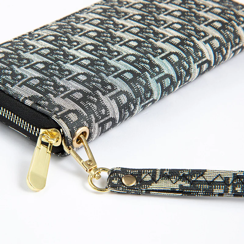 Cartera larga con estampado mate para mujer, bolso con cremallera y letras, bolso de gran capacidad para teléfono móvil, 2021