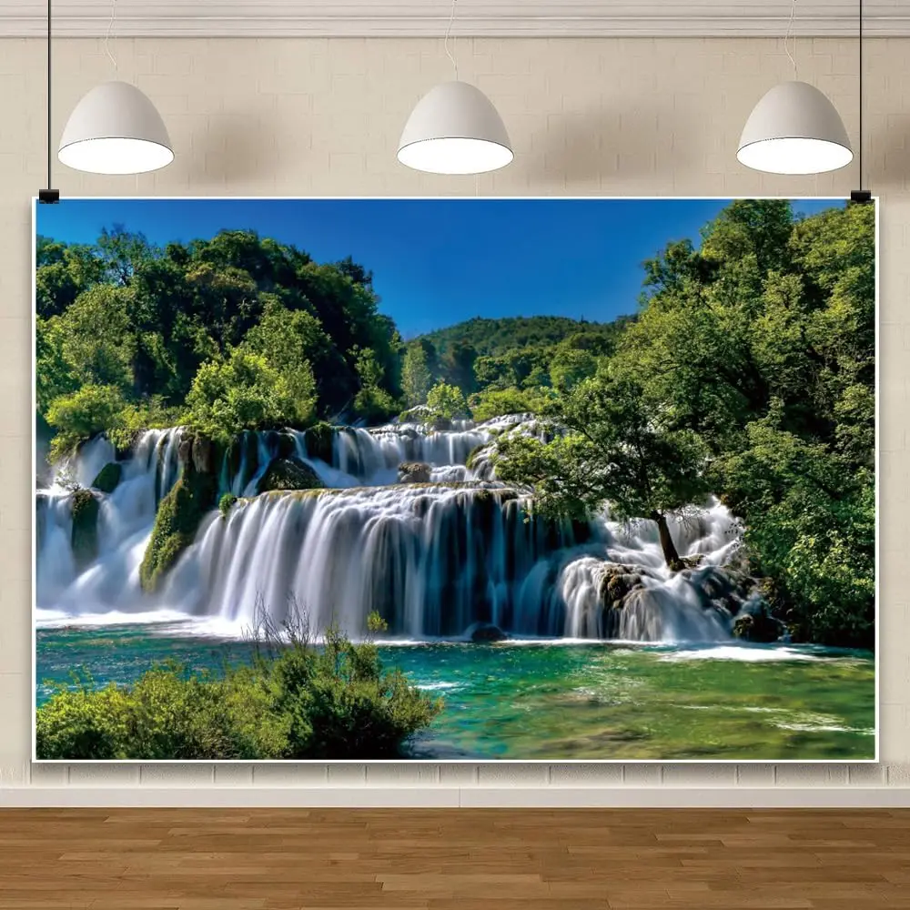 Luxurious waterproof waterfall tapestry wall hanging nature landscape decor art for tropical forest living room bedroom home