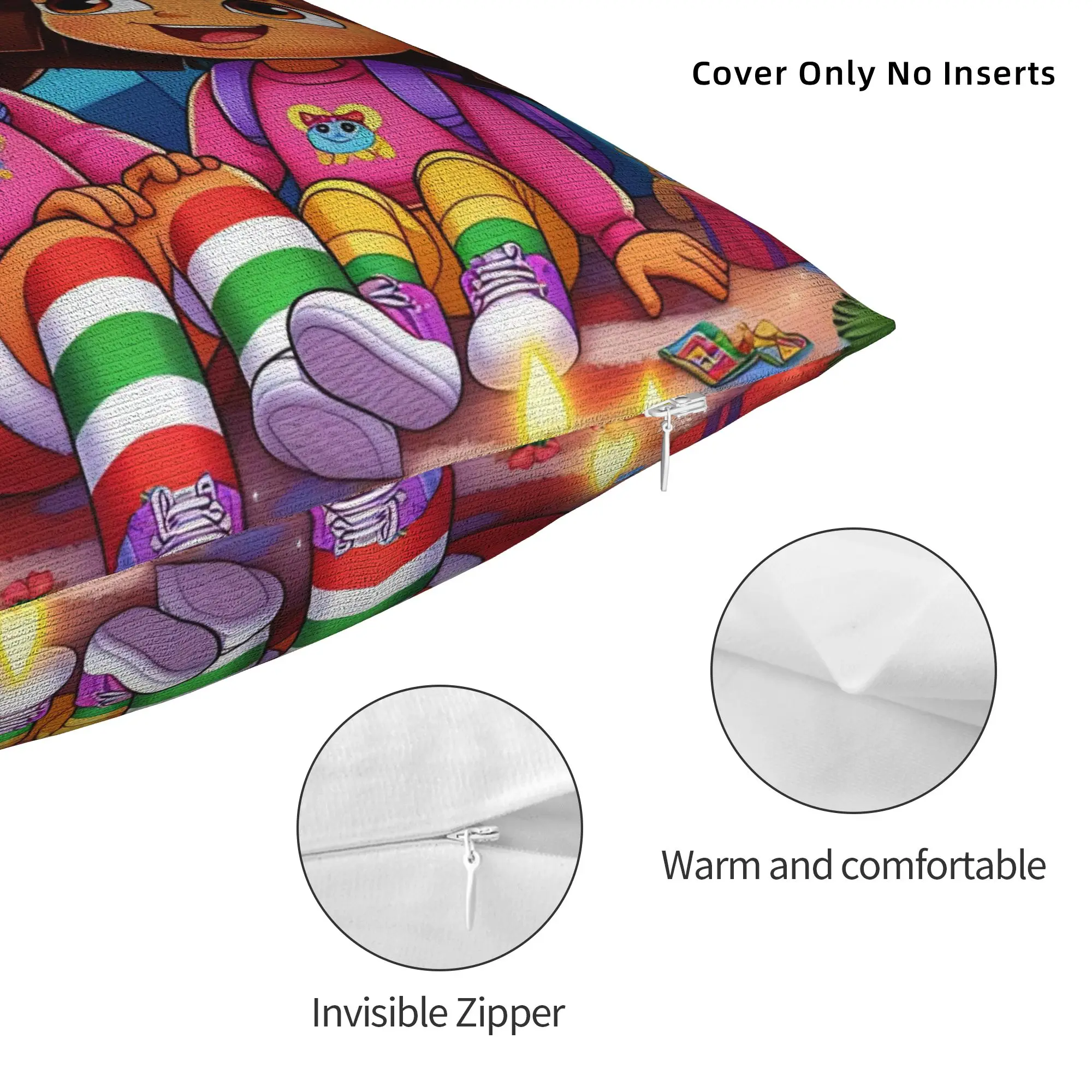 لطيف الكرتون دوراس اكسبلورر وسادة غطاء الرسم غطاء الوسادة مضحك كيس وسادة لمكتب سيارة ديكور المنزل #4