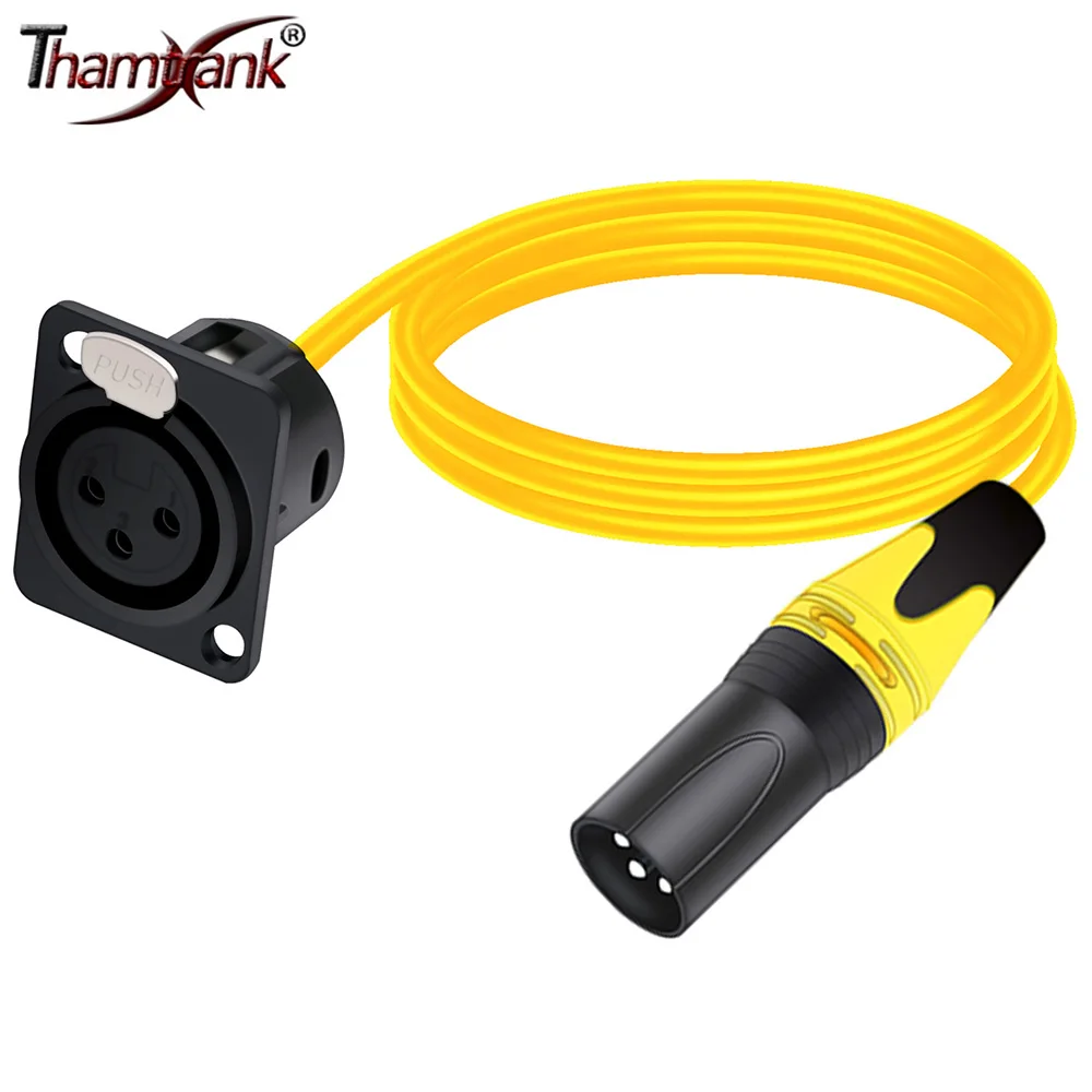 D Type 3Pin XLR Female MIC Socket to Male Plug Fixed Panel Pass Through Cable Adapter XLR Feedthrough Bulkhead Mount Converter