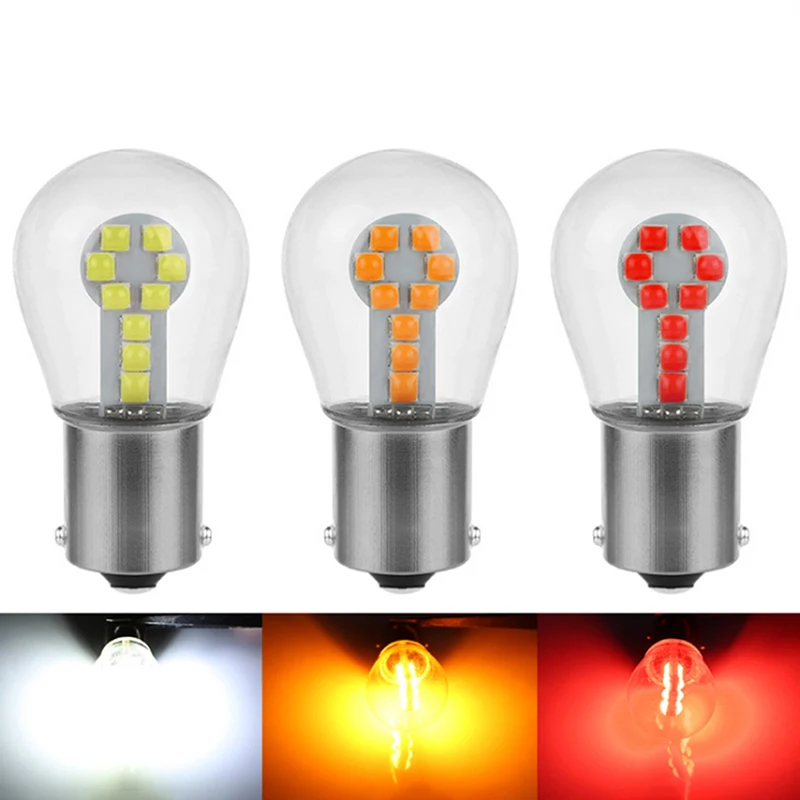 Bombillas Led antiniebla para coche, luz indicadora de señal de giro, 12V, blanco, rojo, amarillo, 1156 BA15S P21W 1157 BAY15D P21/5W, 18SMD, 1 piezas