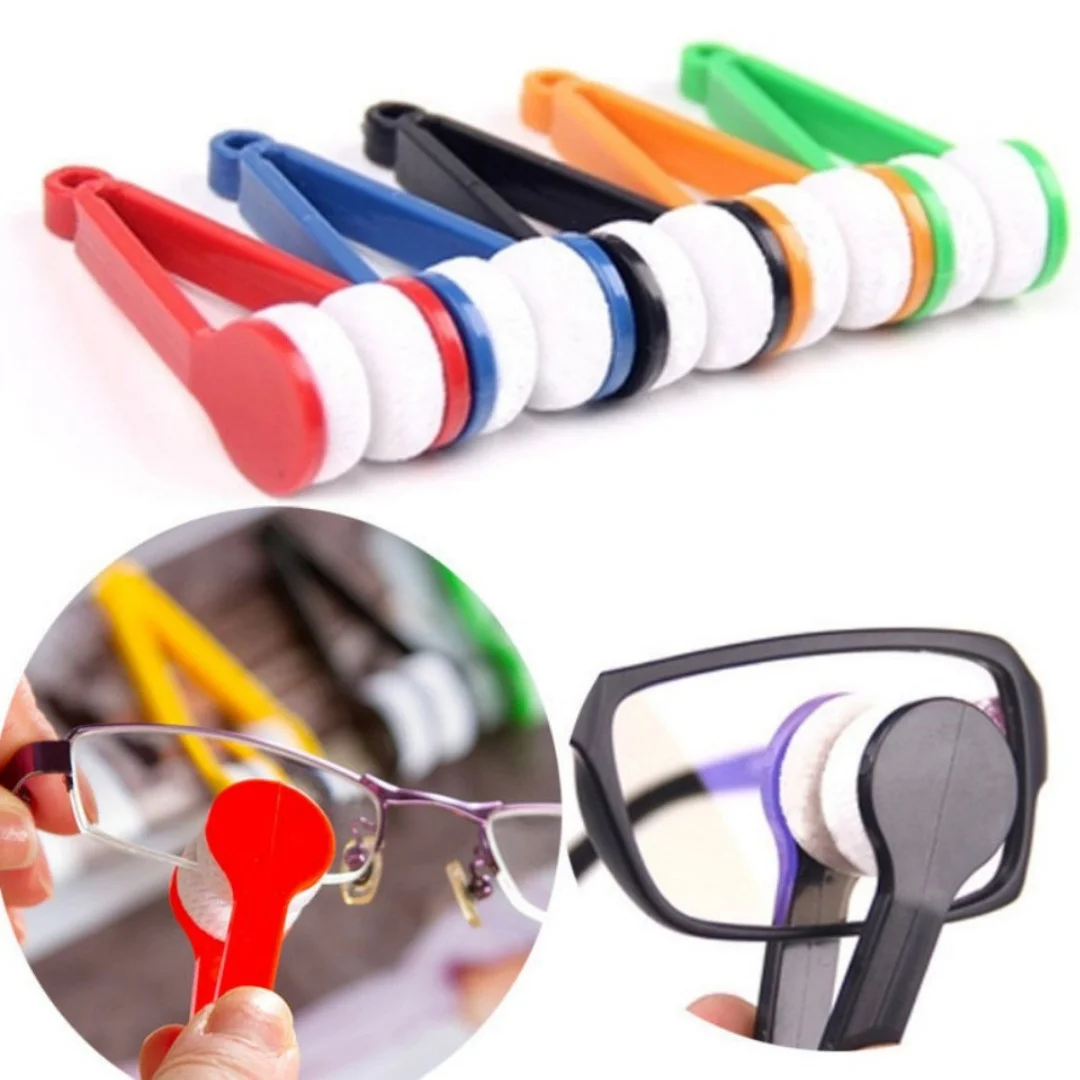 5/10Pcs Portable Mini Eyeglass Cleaner, Microfiber Lens Wipe Brush for Sunglasses Spectacles Quick Daily Cleaning Tool