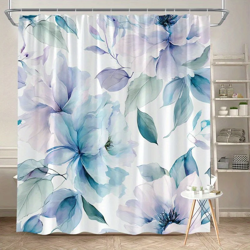 

1 упаковка занавески для душа Soft Focus Blue и Lavender Peony — полиэфирная ткань, можно стирать в машине, подходит для декора ванной комнаты