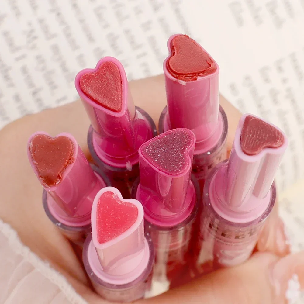 Jelly Spiegel Lippenstift Make-Up Love Shape Waterdichte Non-Stick Cup Effen Lipgloss Heldere Langdurige Hydraterende Lipsticks Pen