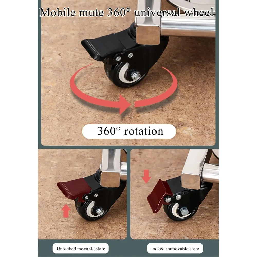 ممسحة مبللة من الفولاذ المقاوم للصدأ قائمة على الأرض وحامل مكنسة مع رف تخزين أدوات قابل للإزالة