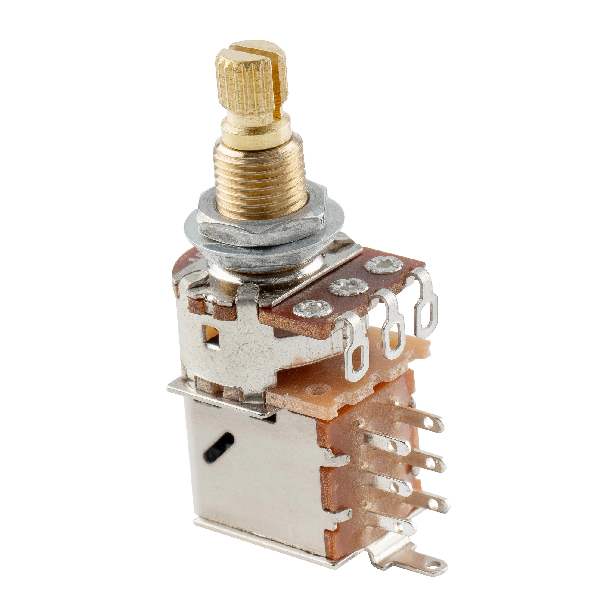 Musiclily Pro A250K/B250K/A500K/B500K Brass Pot Metric Split Standard Shaft 9.5mm Push-Pull Potentiometer for Guitar Bass