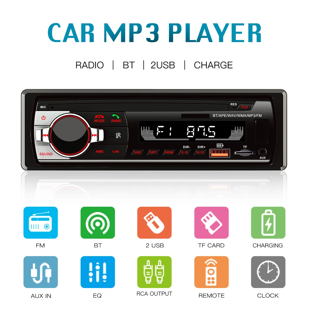 

REAKOSOUND Autoradio 1 Din Bluetooth Radio Car AUX-IN MP3 Player FM USB Auto Stereo Audio Stereo Digital Audio FM Music Stereo