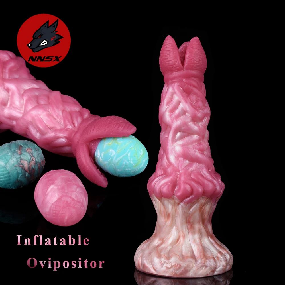 NNSX Soft Silicone Inflatable Ovipositor Lay Eggs Dildos Penis Vaginal Balls Buttplug Masturbators Anal Sex Toys for Women Men