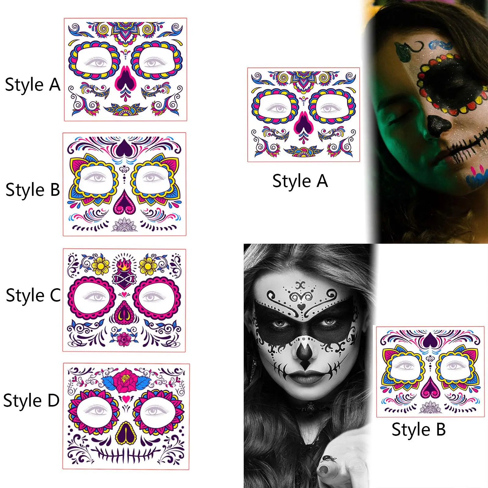 

Наклейки для лица на Хэллоуин, временные, для карнавала, костюмированной вечеринки, маскарада