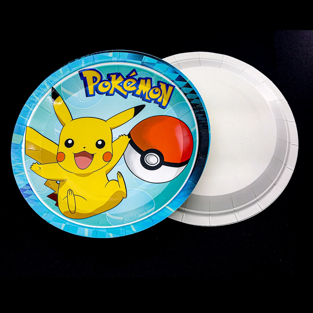 Vajilla desechable de pikachu para fiesta de cumpleaños de Pokémon, mantel, pajitas, platos de taza, suministros para Baby Shower, juguete, nuevo