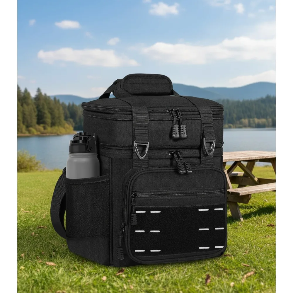 

Тактический изолированный ланч-бокс для мужчин — большая расширяемая сумка-холодильник с несколькими карманами, черный, 16 л