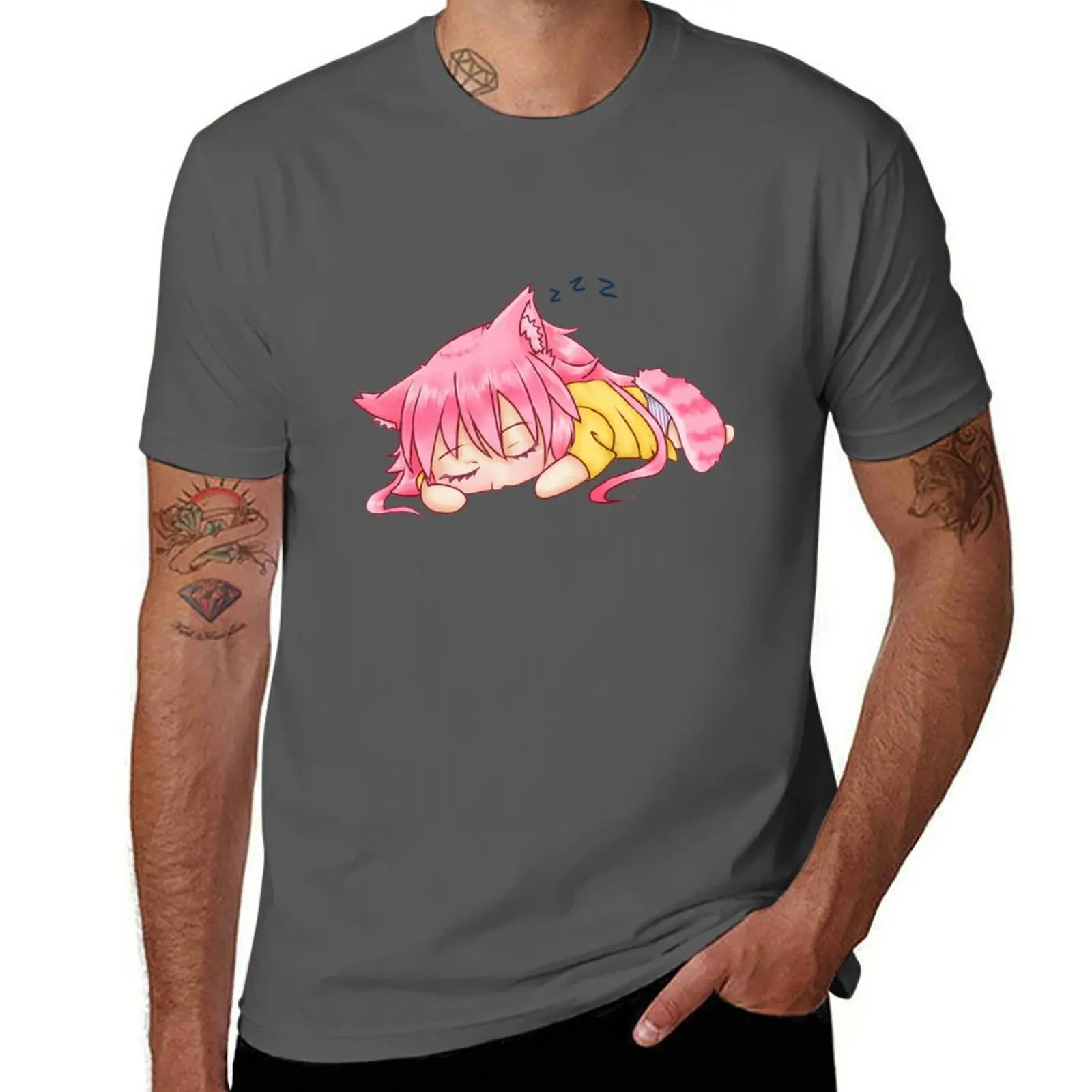 

Chibi Ranka Ookami Sleeping T-Shirt Gym Exercise Short Sleeve T-Shirt