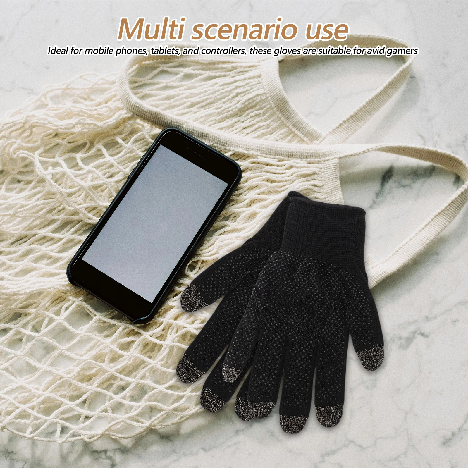 1 par de guantes para juegos transpirables ultrafinos pantalla táctil de dedo plateado para teléfonos móviles tabletas controladores