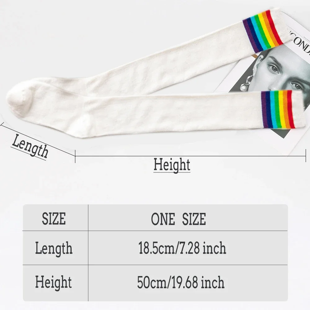 Non Slip Thigh High Socks for Women Over Knee Rainbow Thigh High Socks Cosplay Accessories Fashion  above Knee Tube Stockings