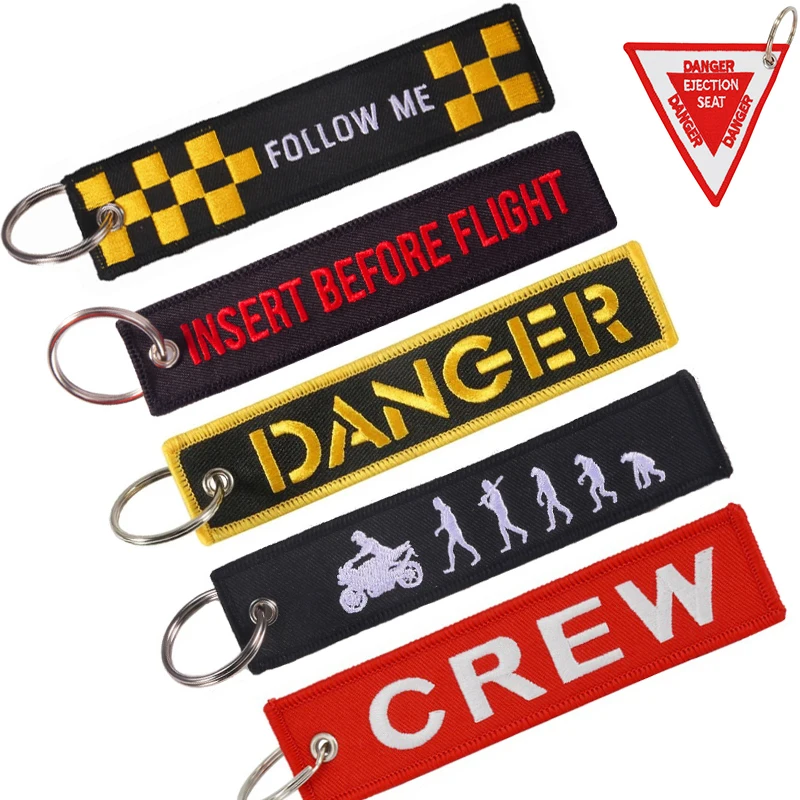 

REMOVE BEFORE FLIGHT Motorcycle Keychain For Men And Women Multicolor Embroidered Keyring Car Bag Key Jet Tag Chains