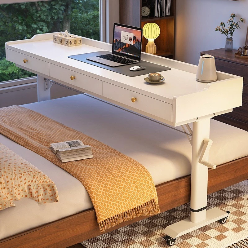 Cross bed table Movable liftable bed Desk with drawers Study table