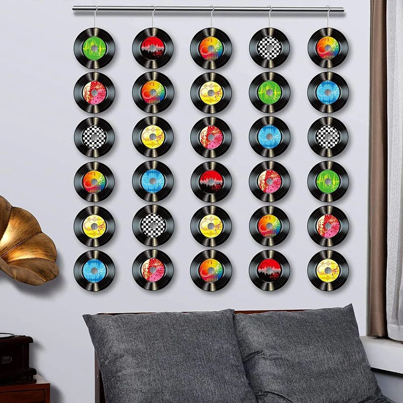 Vinyl Record Wall Decor Wall Hanging Record Retro CD Music Parties Activities Atmosphere Ornament For Bars Cafes Random Pattern