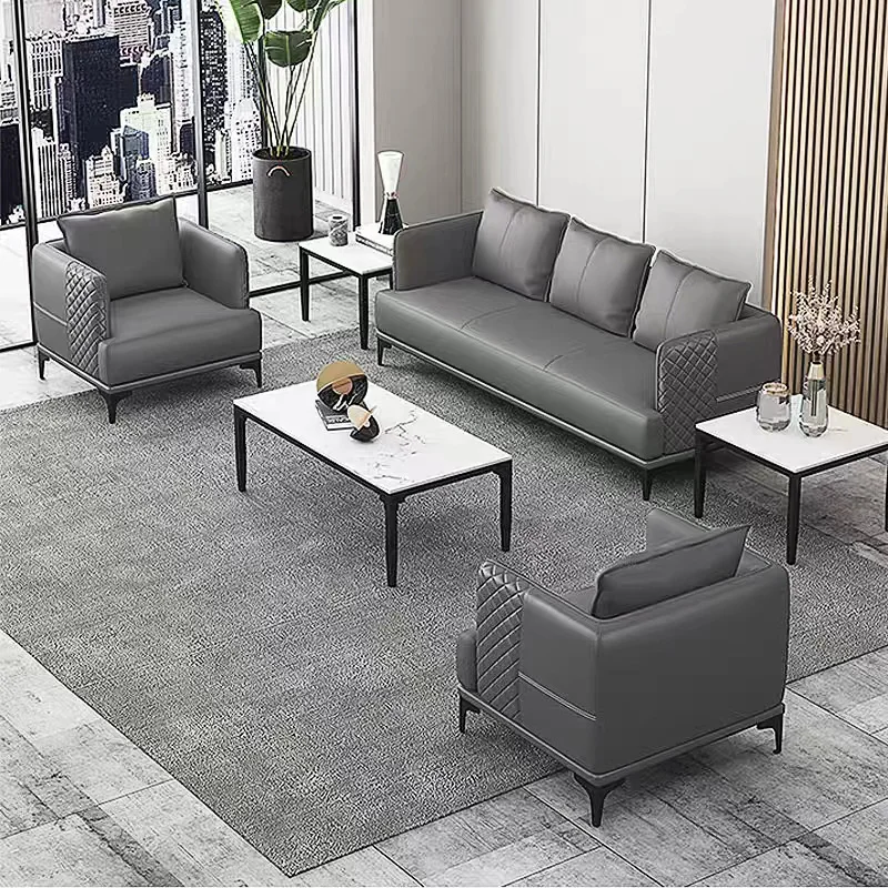 Modern Leather Office Sofa Set Office Furniture Waiting Room Reception Sofa Luxury Couches 3+2+1 Seat Sofa Set