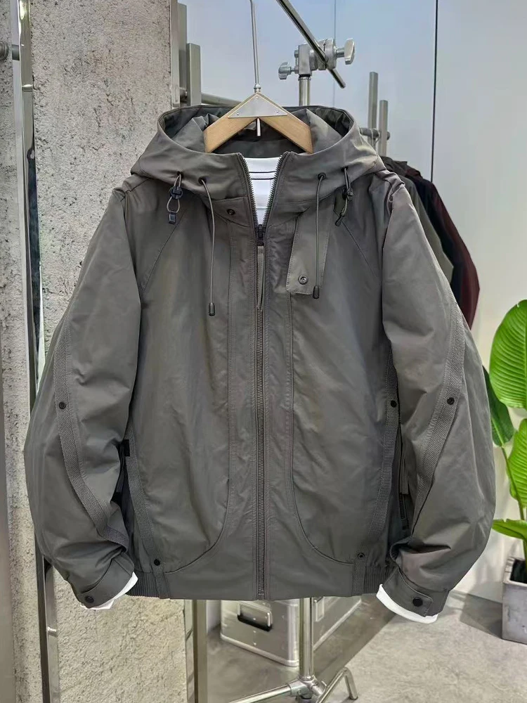 

Spring New Men's Hooded Jacket Outdoor Fashionable Versatile Windproof Comfortable Workwear Top Youthful Attractive Outerwear