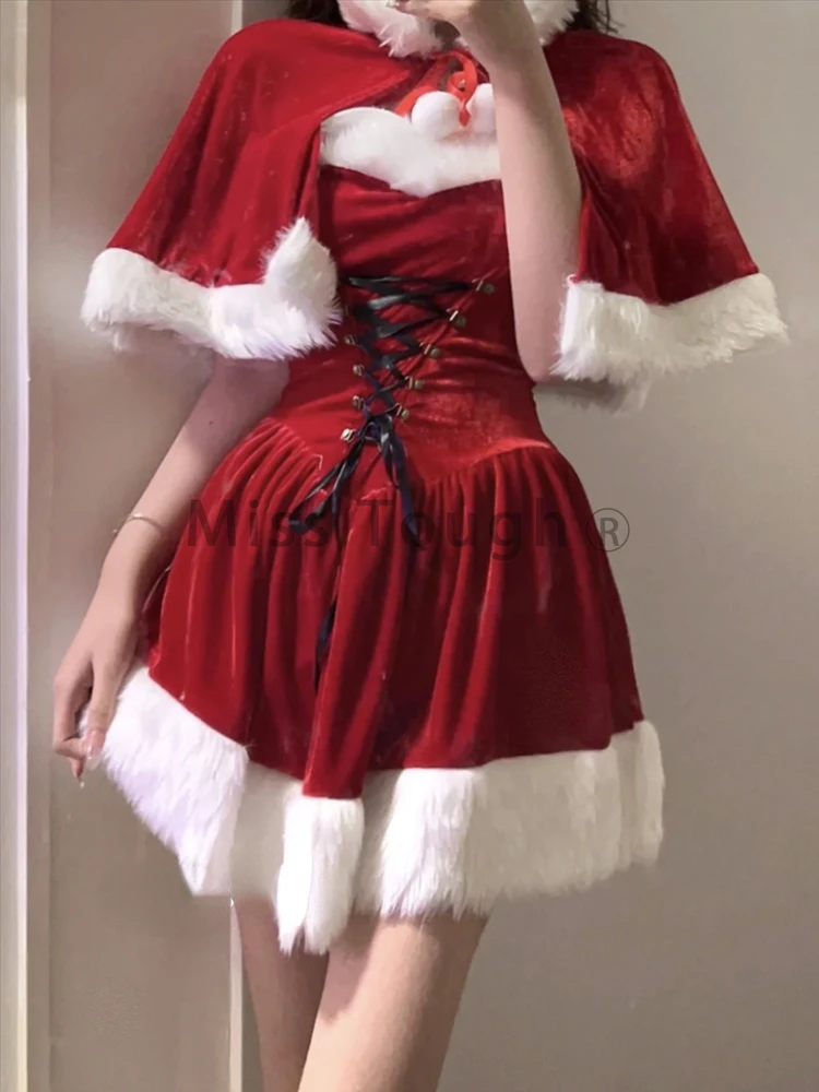 Christmas Red Three Piece Set Women Off Shoulder Sexy Party Dress Suits Female Korean Fashion Designer Slim Casual Clothes 2024