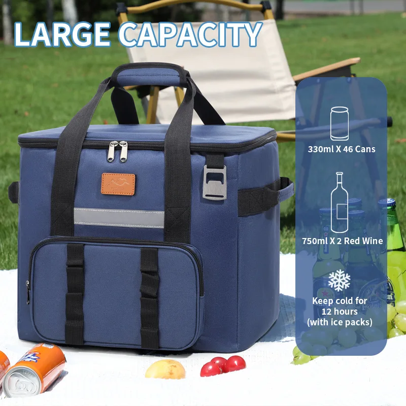 Wear-resistant Oxford fabric outdoor insulated ice pack large capacity insulated picnic bag lunch box hand-held lunch bag