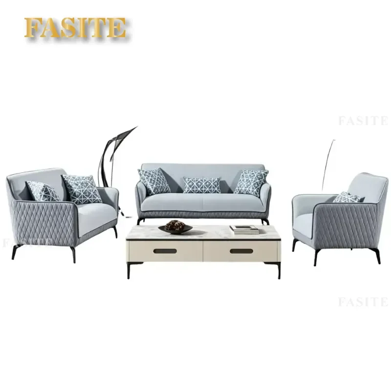 Factory Wholesale Luxury Home Office Decoration Technology Fabric Sofa 3-seat Sofa Combination Set Is Suitable for Living