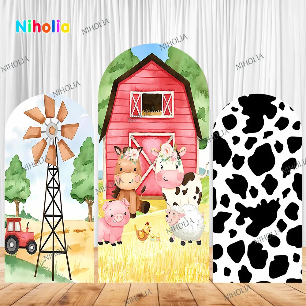 Farm Animal Arch Backdrop Boy baptism Birthday Party Photograph Background Photo Wall Decoration Baby Shower Booth Booth