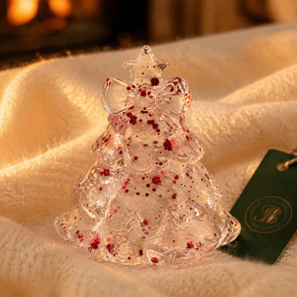 Colorful Christmas Tree Squishy Glitte Transparent Stress Relief Fidget Adorable Design Paper Box Packaging