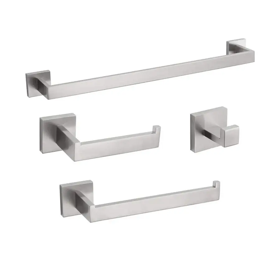 

Набор оборудования для ванной комнаты, вешалка для полотенец, вешалка для полотенец, держатель для полотенец, держатель для туалетной бумаги, крючки для полотенец, современный квадрат, премиум-класса, нержавеющая сталь B