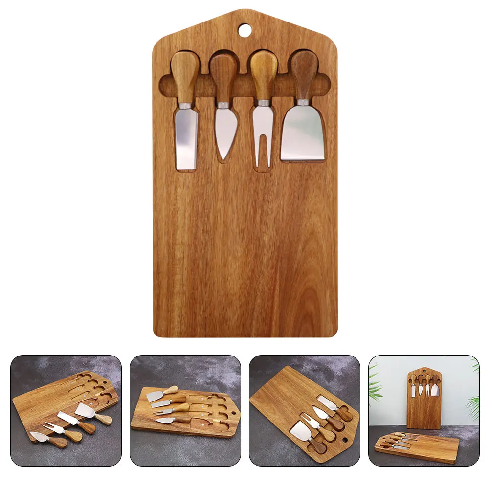 

1 set 1 Set Wooden Cutting Board Set Cheese Fork Butter Slicer Long-Lasting Simple Design Easy Use Kitchen Tools Home