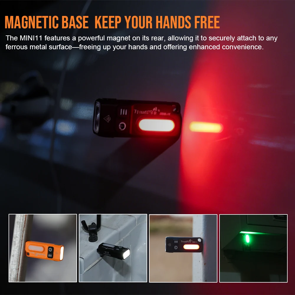 Trustfire MINI11 750LM EDC Flashlight Mini Clip Light Spotlight/Floodlight USB C Rechargeable Pocket RGB Torch with Magnet Clip view 5