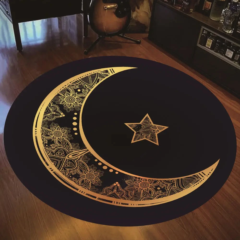 Mandala Thai Buddha Round Carpet Bohemian Wiccan Style Rug for Living Room Bedroom Anti-slip Doormat Soft Cloakroom Floor Mats