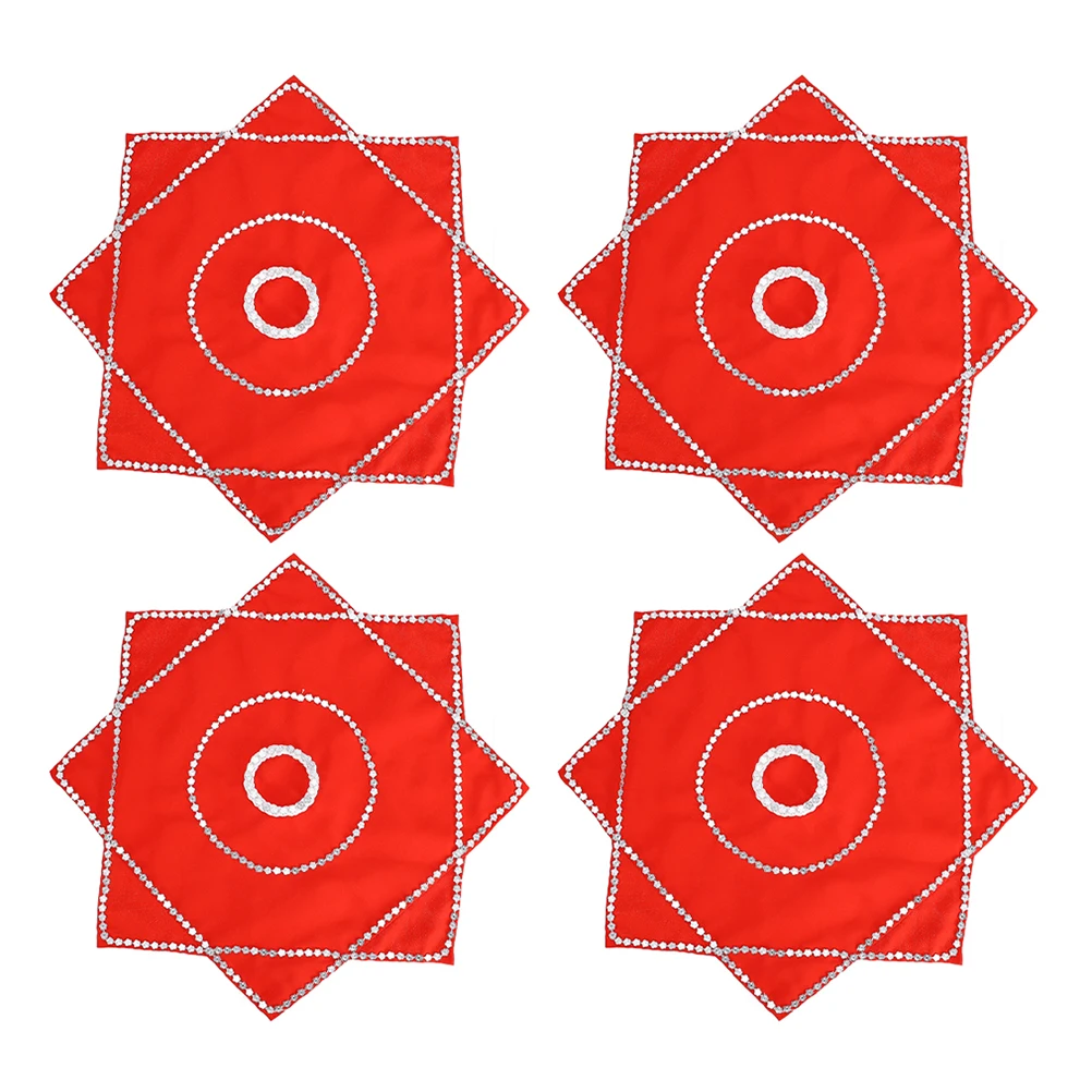

4pcs Rotating Handkerchief Durable Cloth Stage Performance Yangko Dance Props Lightweight Red Color Square Scarf