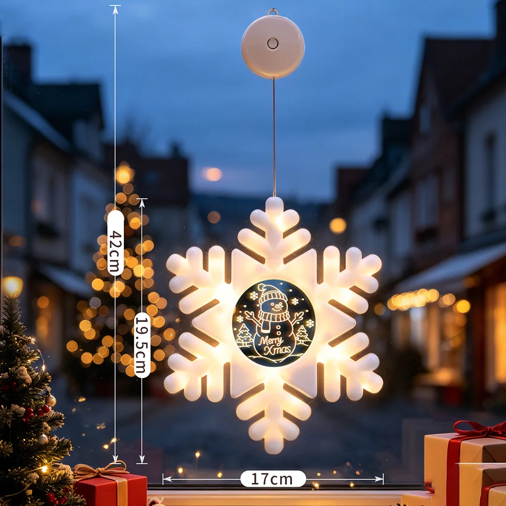 USB and Battery Powered Christmas Window Lights 20cm Warm White LED with Reusable Suction Cups for Easy Install