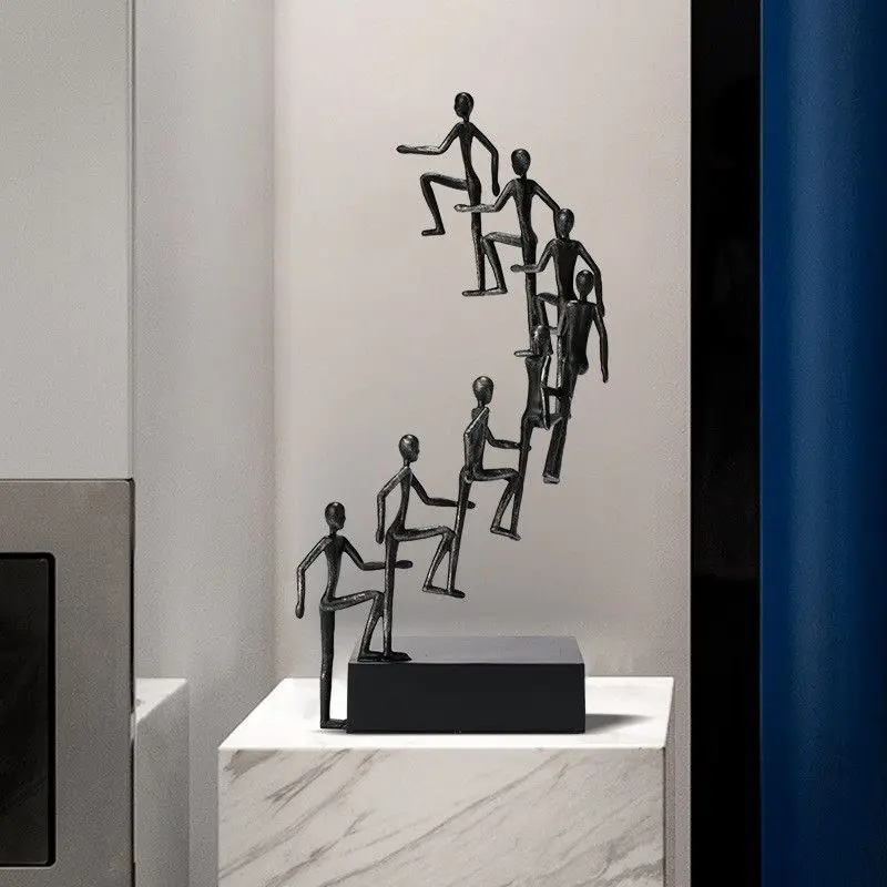 Modern Art‑Style Ascending‑Posture Human Figurine Ornament for Living Room TV Cabinet Entrance Opening‑Celebration Decor