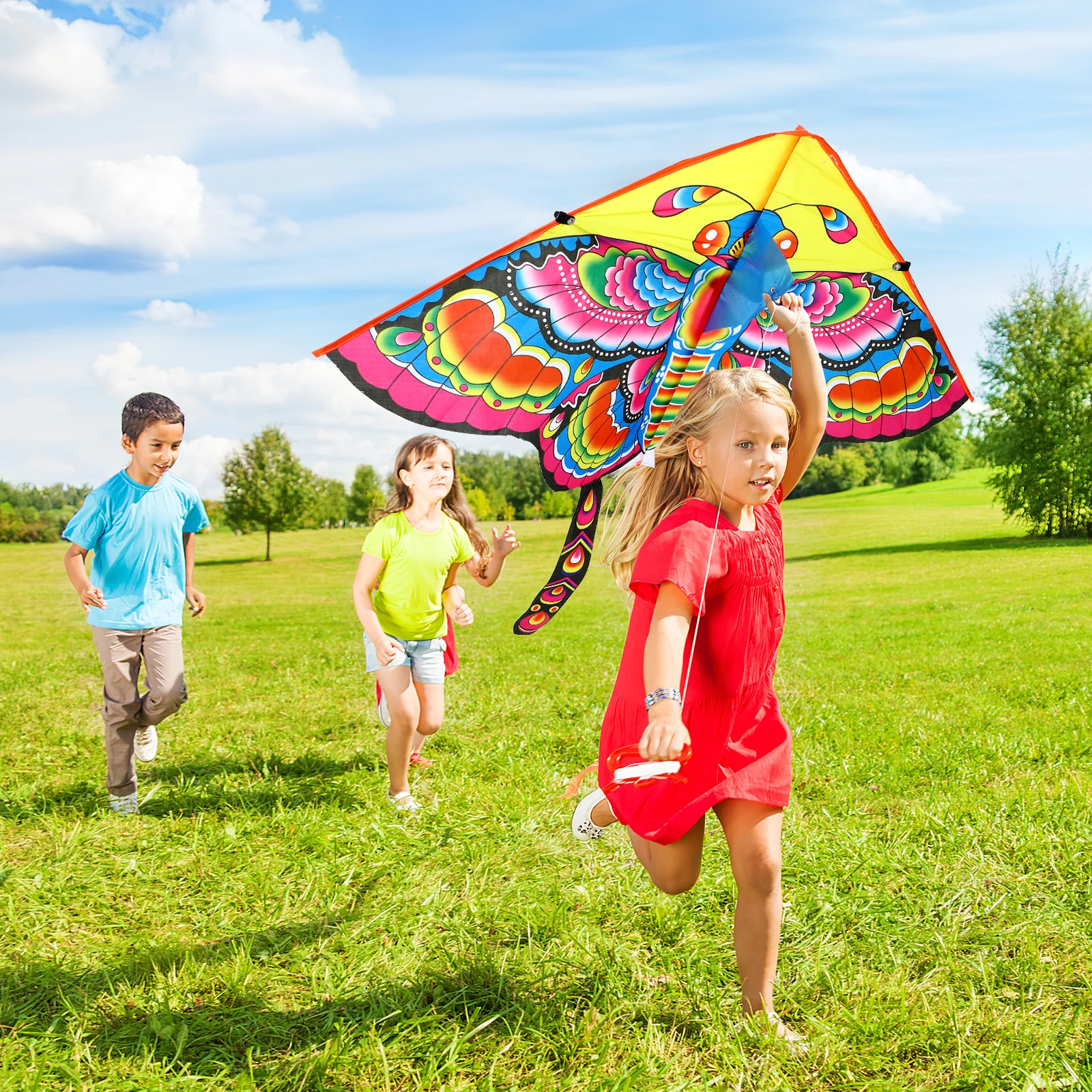

Triangle Kite Colorful Butterflies Rainproof Silk Lightweight Fiberglass Rod Frame Kids Outdoor Toy Cloth Kite Beach Park Games