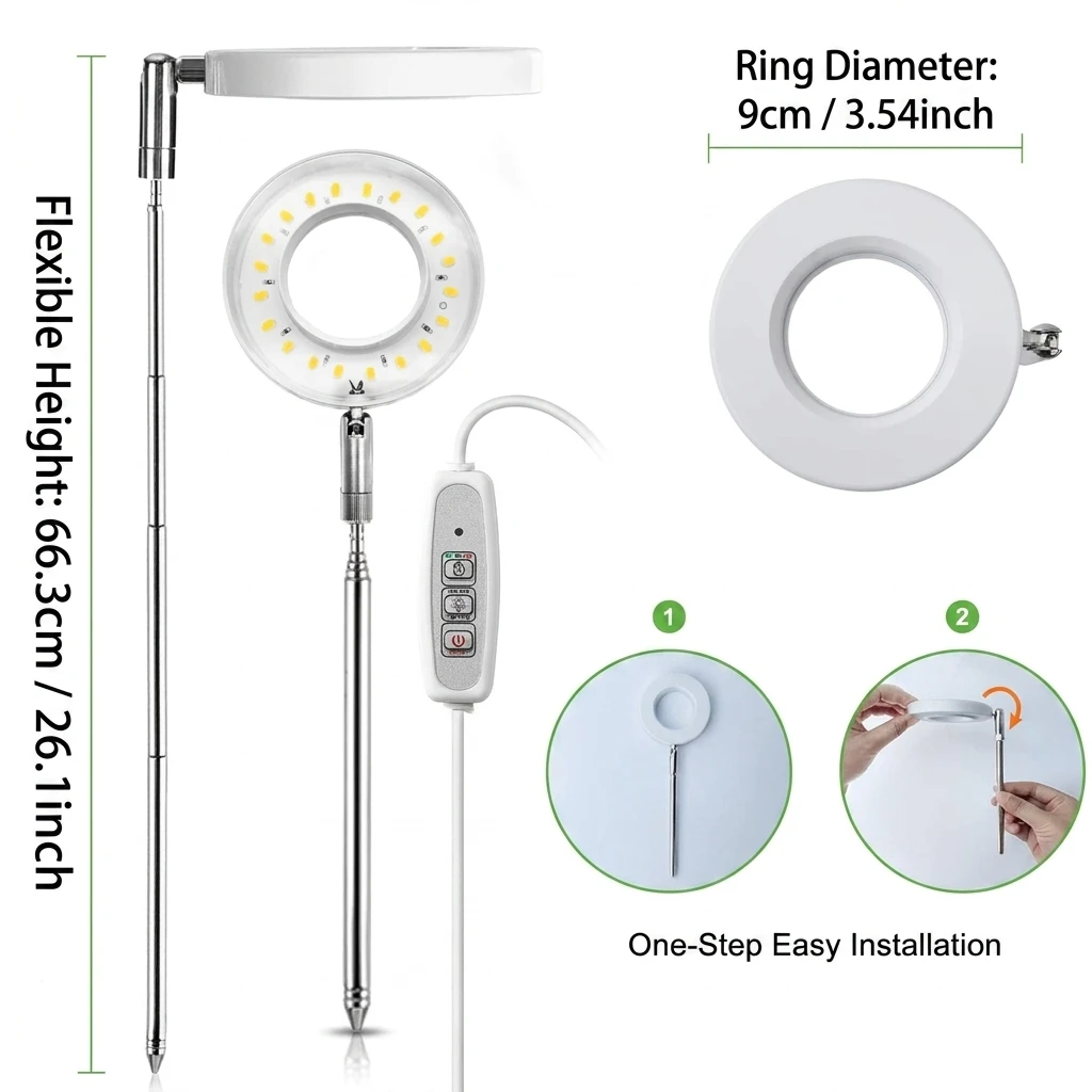 Full Spectrum Indoor Solar LED Growth Light 4 Gear Dimming Fleshy Flower Floor Telescopic Fill Light for Plants