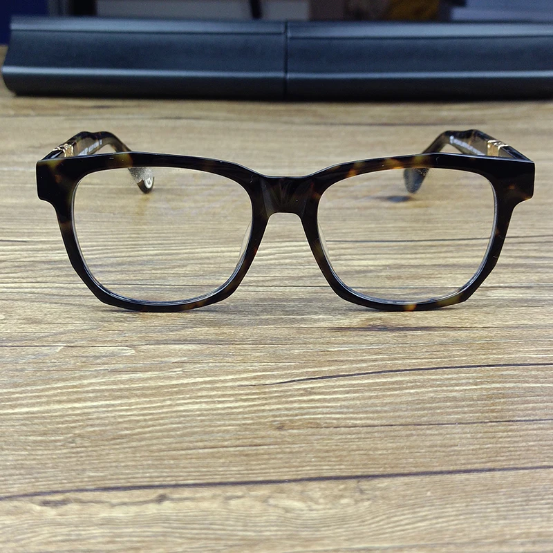 High-grade Plate Tortoise Shell Color Retro Glasses Frame Wide Leg Myopia Discoloration Anti-blue Fashion Trend Personality