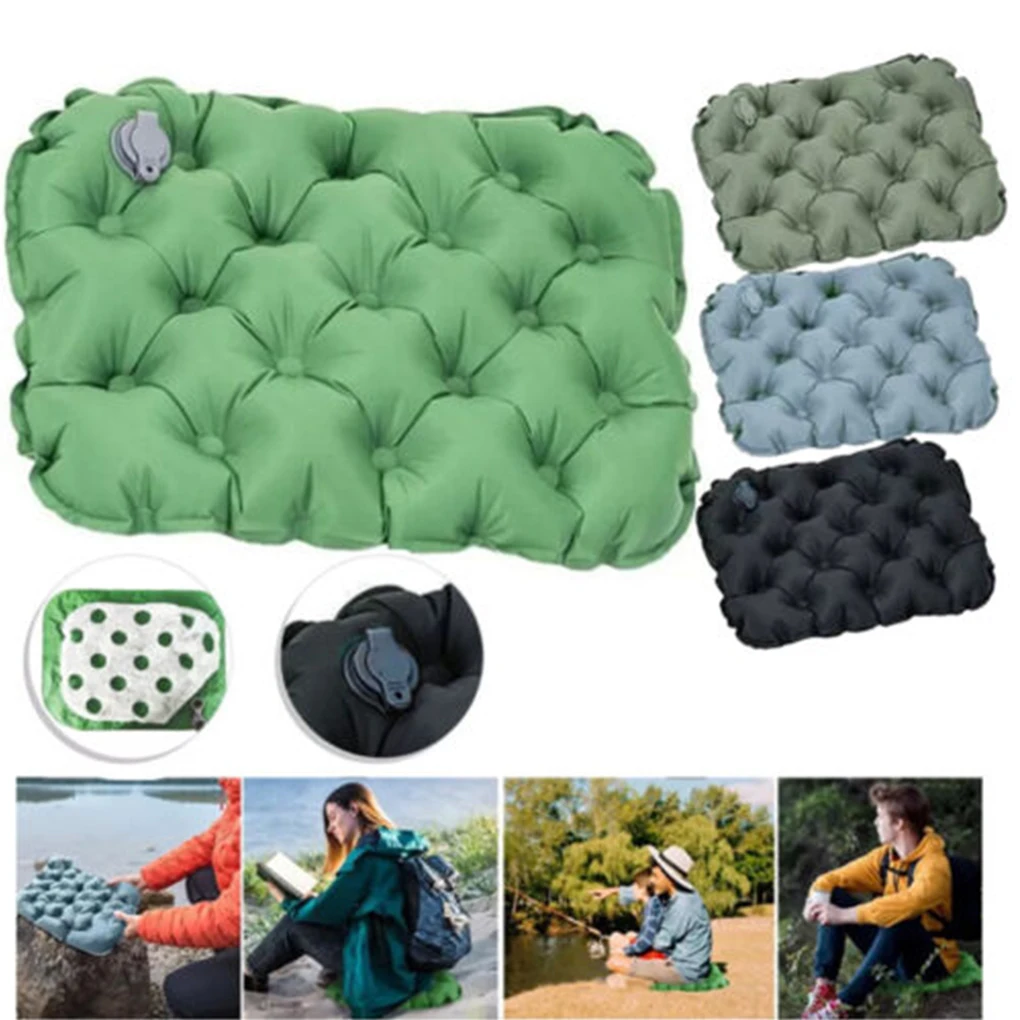 Air Cushion Pillows Outdoor Camping Sleep Cushion Folding Inflatable Pillows Chair Cushion Seat Pads With Storage Bag 40x30cm