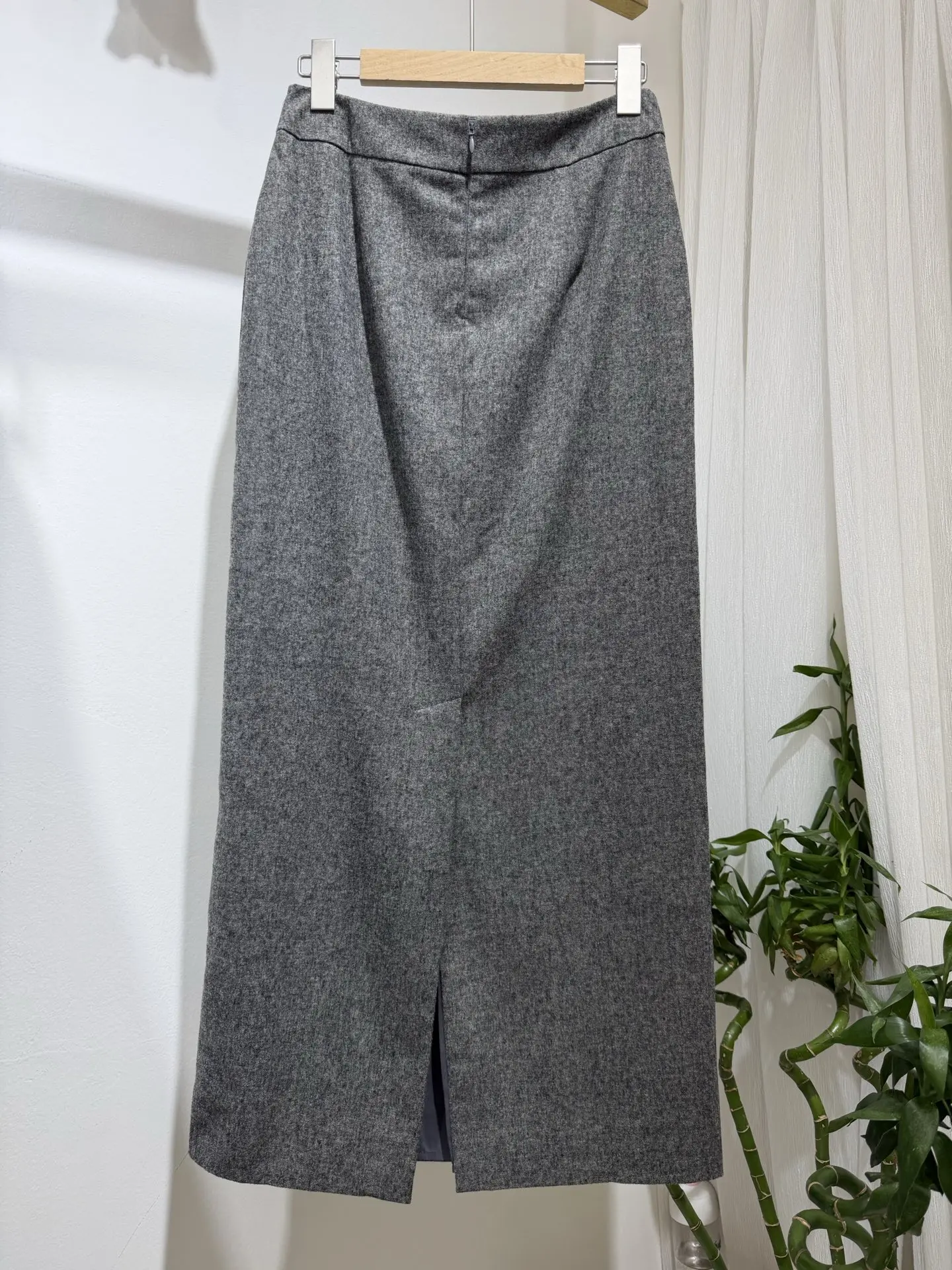 レディースウール混紡ロングスカート ハイウエストストレートスカート