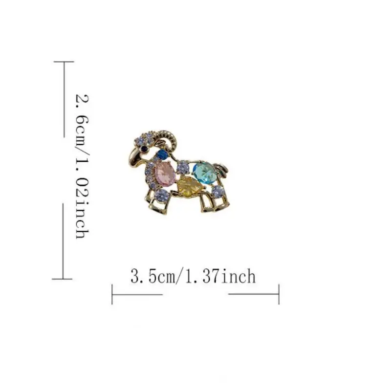 Lovely Rhinestone Zodiac Sheep Brooch, Cute Animal Clothing Accessory, Festival Decor, Alloy Year Of The Sheep Pin New Year Gif