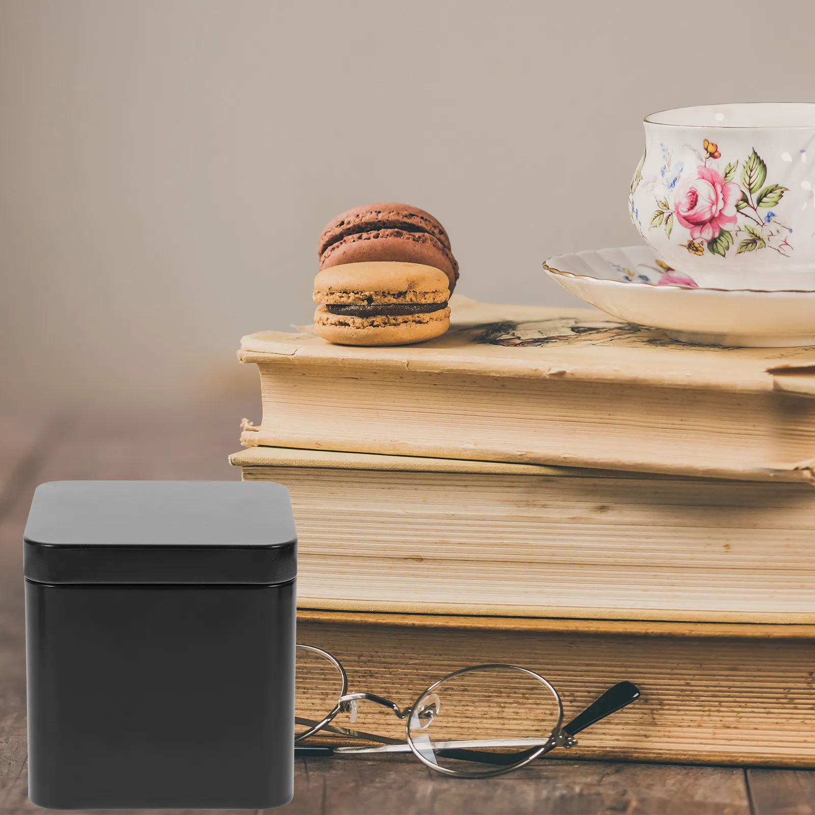 6Pcs Tea Tins Tinplate Storage Canisters Loose Tea Jars Biscuits Containers Sealing Kitchen Storage Biscuits Box