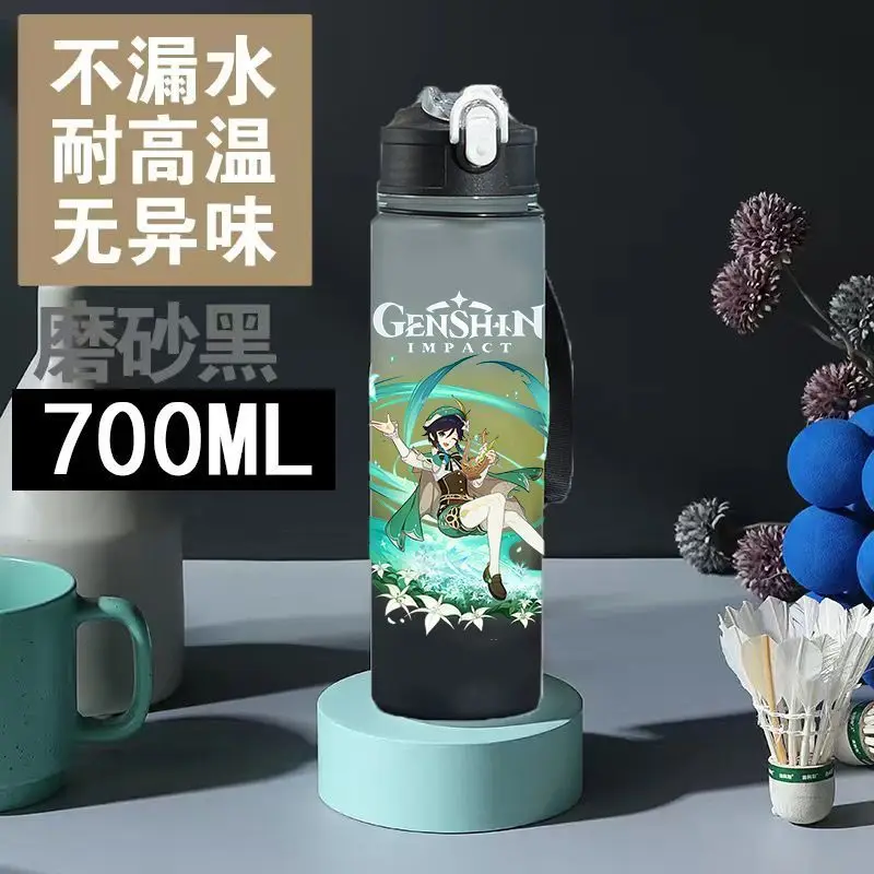 Anime Cartoon Genshin Impact Zhongli Hu Tao Sports Water Cup Y2K Summer New Portable Plastic Water Cup Outdoor Anti Fall Kettle