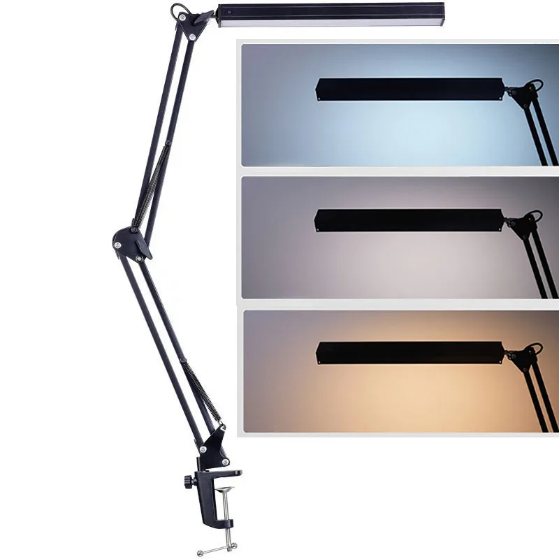 

Светодиодная настольная лампа с длинными складными кронштейнами для защиты глаз, креативная сенсорная лампа для чтения с мягким светом, USB-клипса, студенческая настольная выдвижная лампа