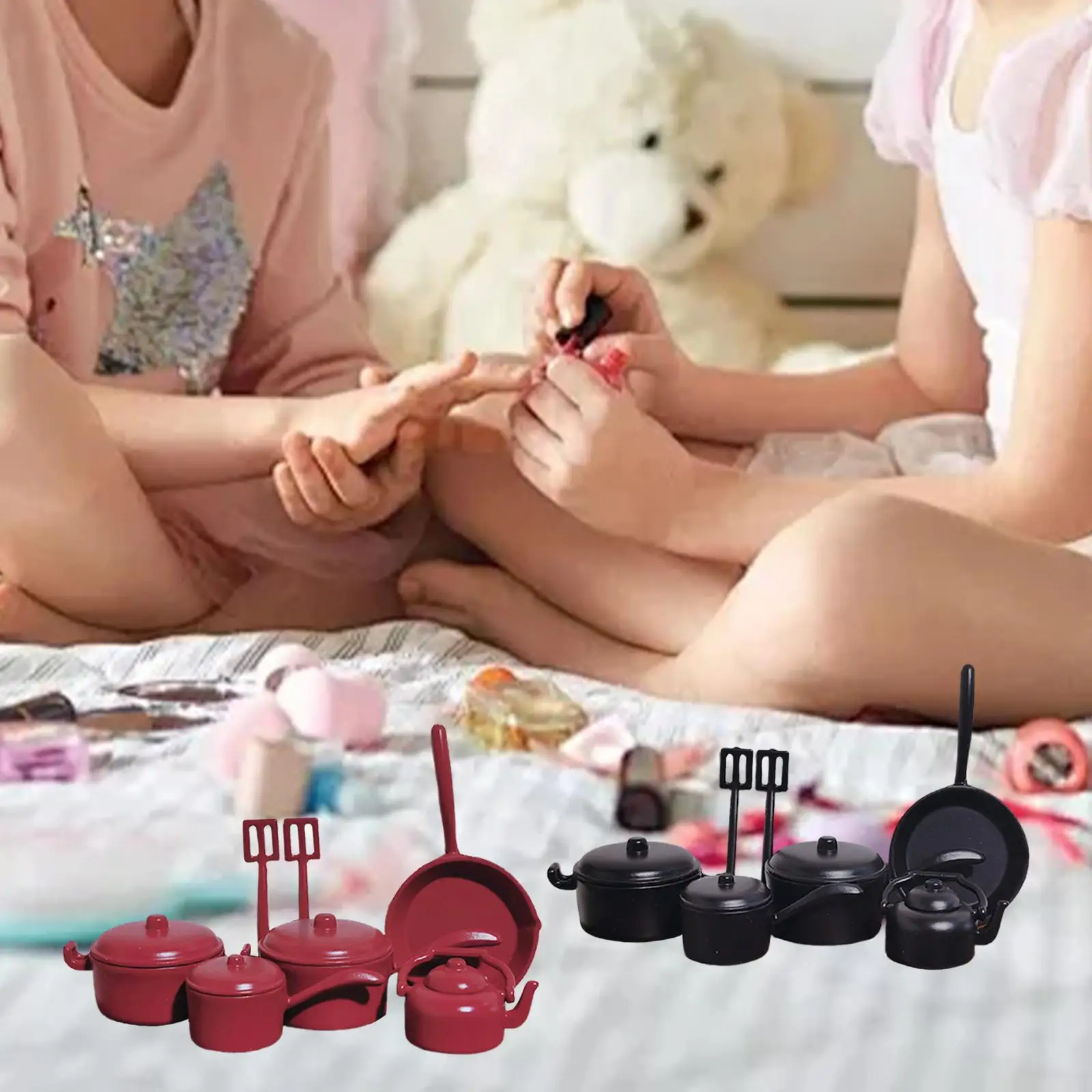 1/12 Miniature Cookware Pretend Play Kitchen Accessories Mini Pots and Pans