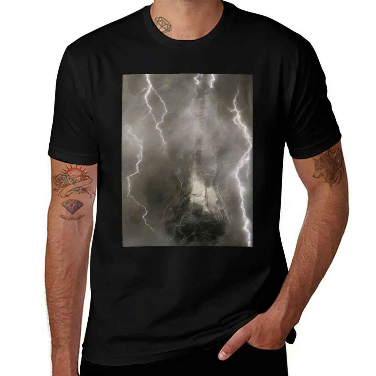 

Electric guitar and lightning T-Shirt shirts graphic tees oversized t shirt men clothings